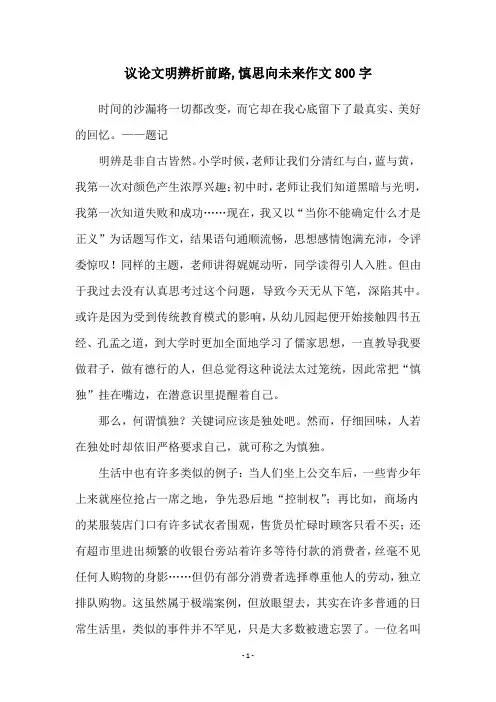 议论文明辨析前路,慎思向未来作文800字