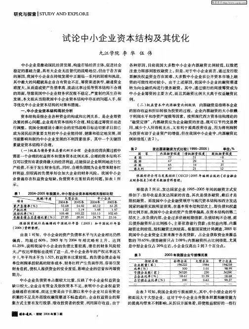 试论中小企业资本结构及其优化