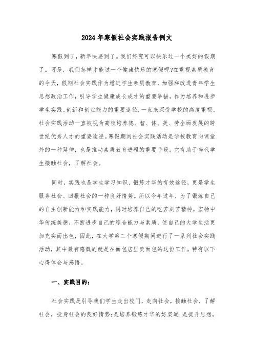 2024年寒假社会实践报告例文(6篇)