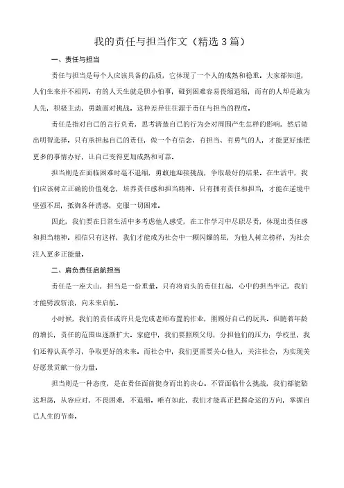 我的责任与担当 作文(精选3篇)