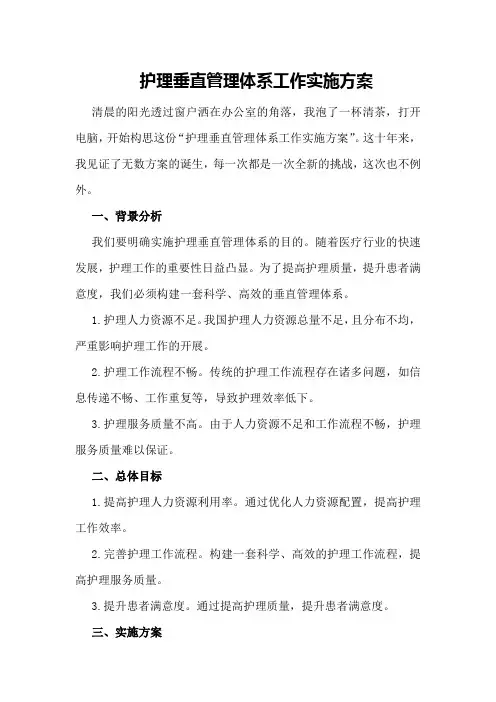 护理垂直管理体系工作实施方案
