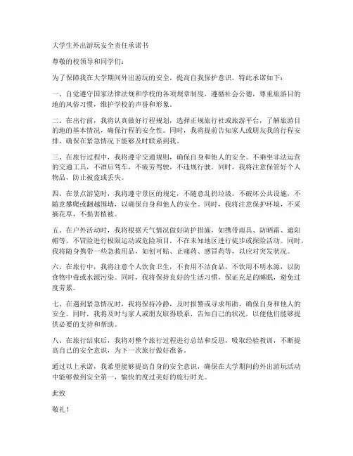 大学生外出游玩安全责任承诺书
