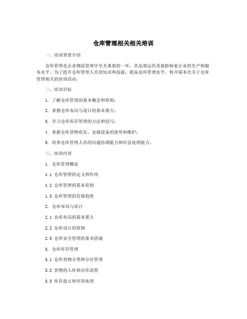 仓库管理相关相关培训