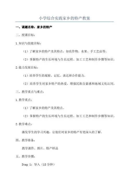 小学综合实践家乡的特产教案