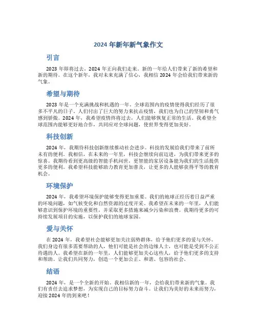 2024年新年新气象作文400字