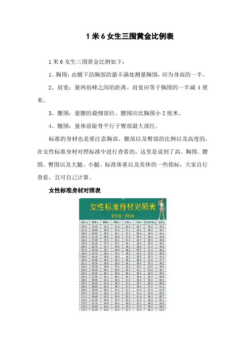 1米6女生三围黄金比例表