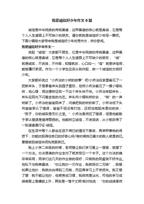 我是诚信好少年作文6篇