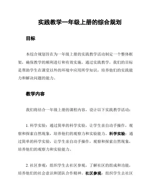 实践教学一年级上册的综合规划