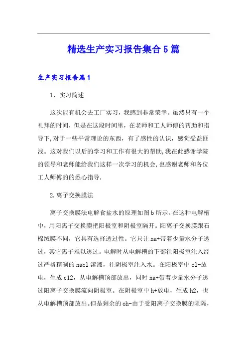 (word版)精选生产实习报告集合5篇