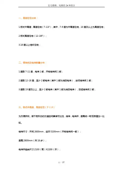 住宅楼梯、电梯的24种组合