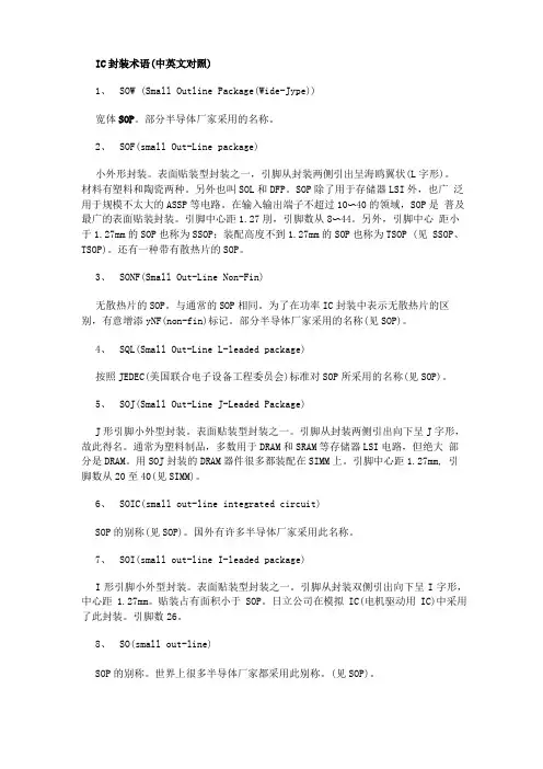 IC封装术语中英文对照