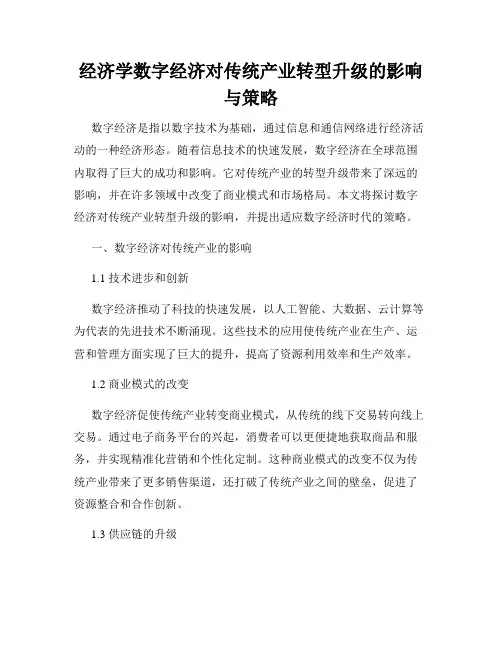 经济学数字经济对传统产业转型升级的影响与策略