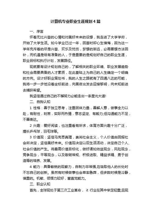 计算机专业职业生涯规划4篇