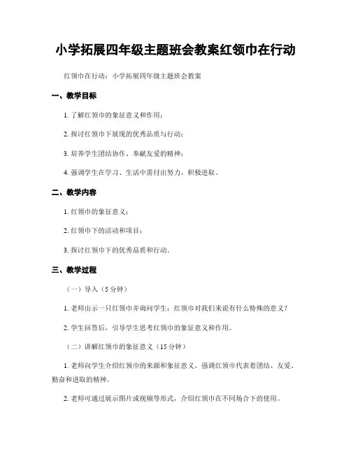 小学拓展四年级主题班会教案红领巾在行动