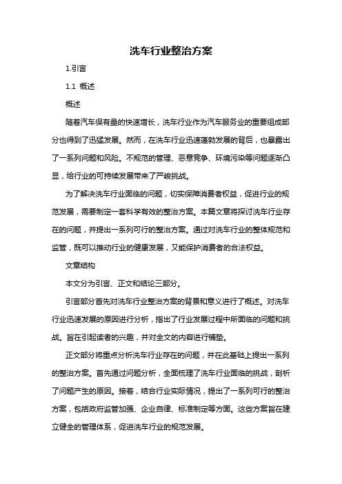 洗车行业整治方案