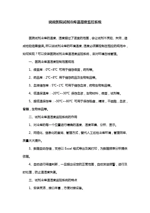 说说医院试剂冷库温湿度监控系统
