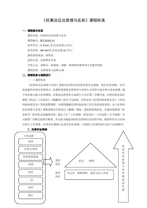 民事诉讼法原理与实务课程标准