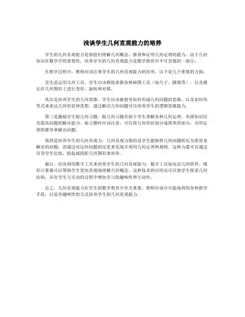 浅谈学生几何直观能力的培养