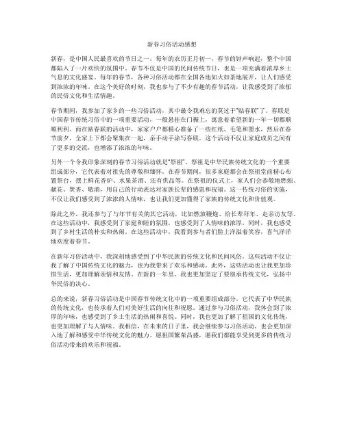 新春习俗活动感想