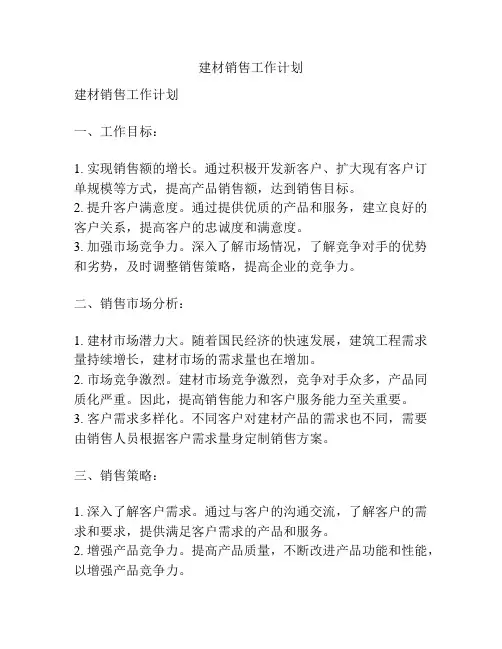 建材销售工作计划