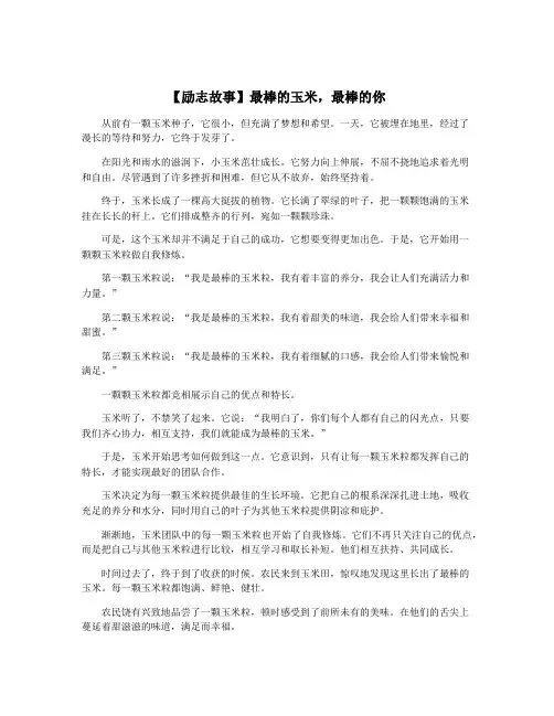 【励志故事】最棒的玉米,最棒的你
