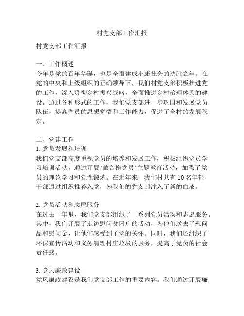 村党支部工作汇报
