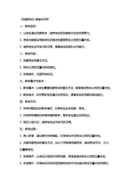 《观察物体》教案与评析
