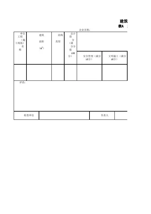 建筑施工安全检查评分汇总表