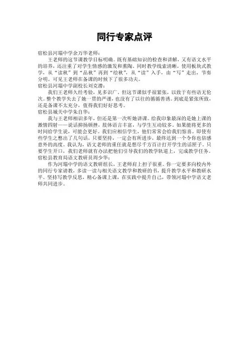 同行专家评价