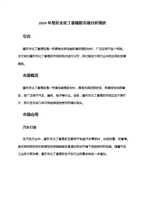2024年星形支化丁基橡胶市场分析现状