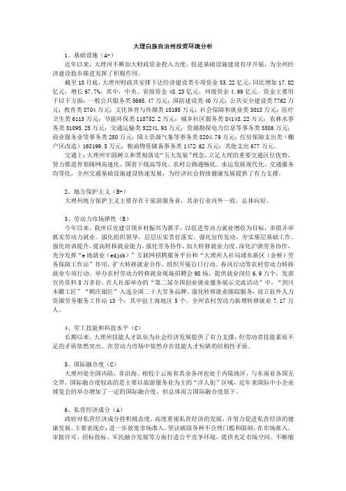 大理白族自治州投资环境分析