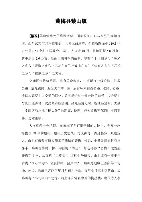 黄梅县蔡山镇概况重点讲义资料