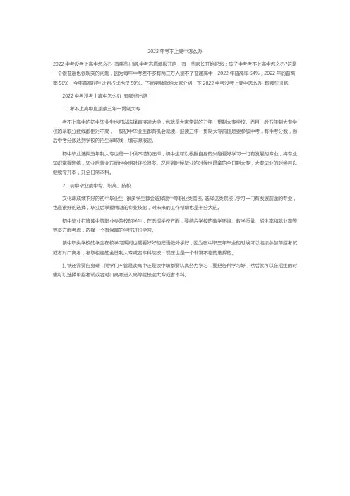 2022年考不上高中怎么办