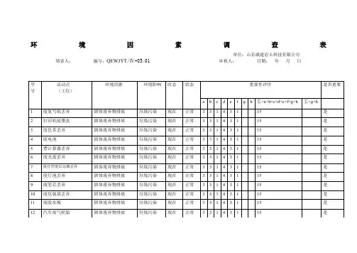 环境因素调查表