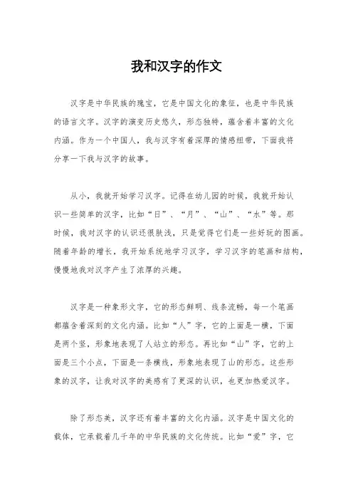 我和汉字的作文