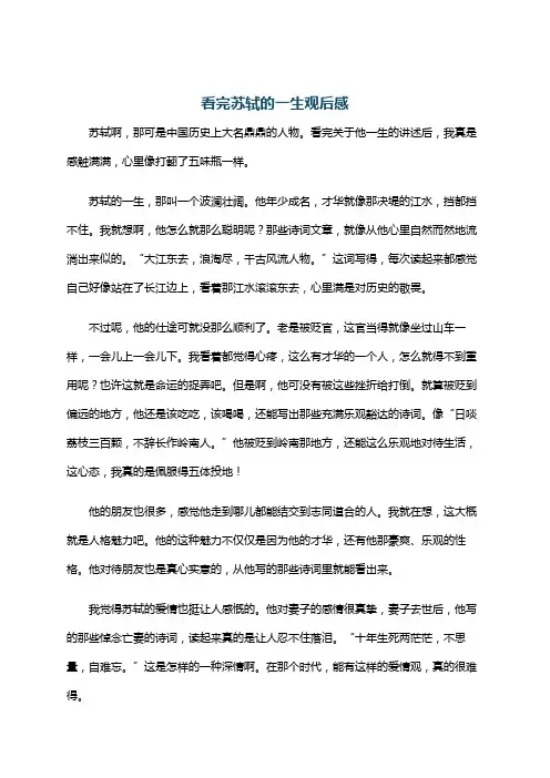 看完苏轼的一生观后感
