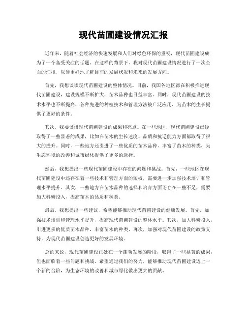 现代苗圃建设情况汇报