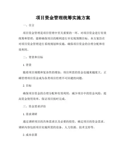 项目资金管理统筹实施方案