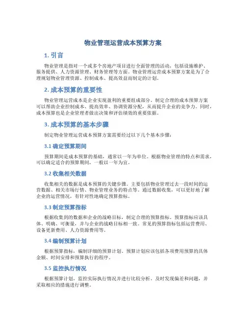物业管理运营成本预算方案