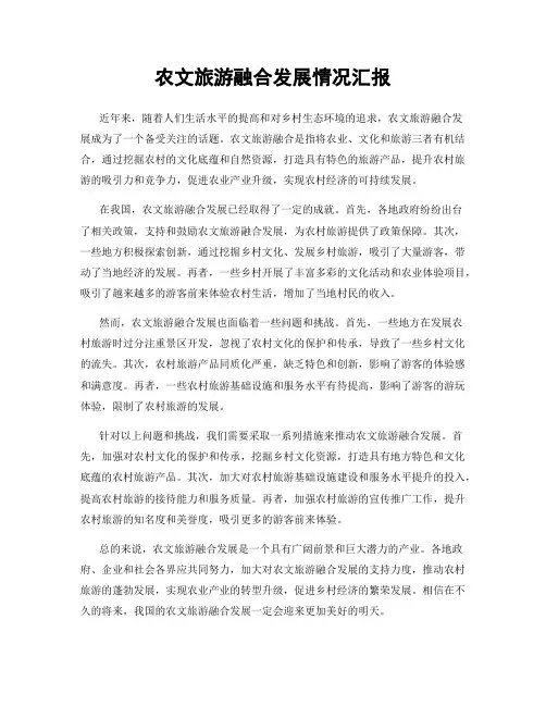 农文旅游融合发展情况汇报
