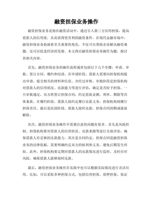 融资担保业务操作