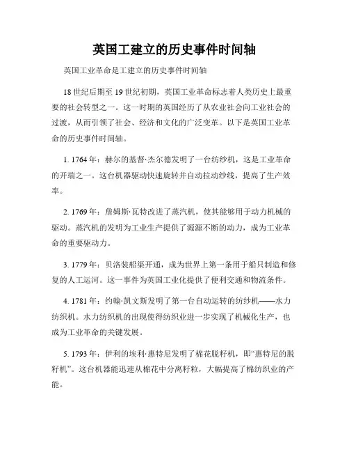 英国工建立的历史事件时间轴
