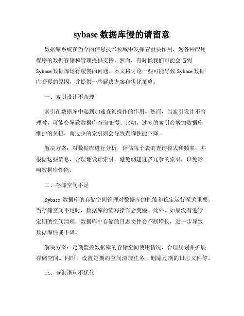sybase数据库慢的请留意