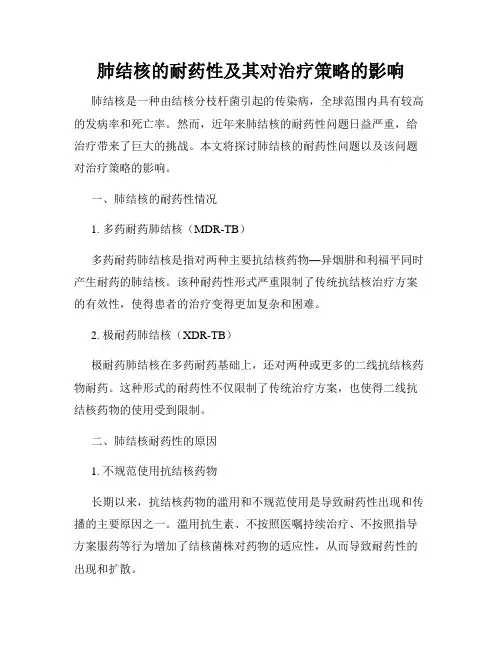 肺结核的耐药性及其对治疗策略的影响