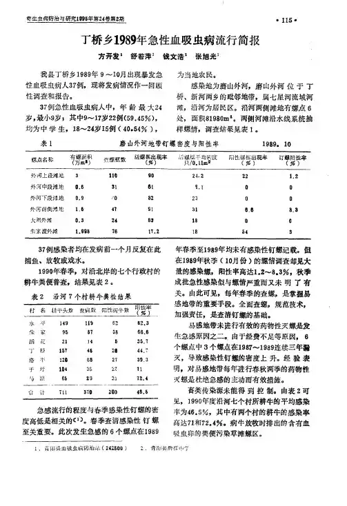 丁桥乡1989年急性血吸虫病流行简报
