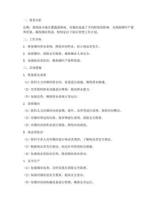 烟田雨后管理工作计划