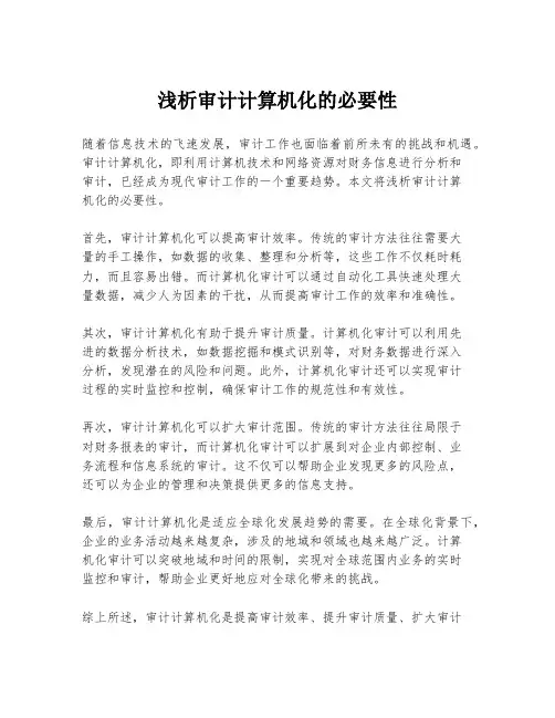 浅析审计计算机化的必要性