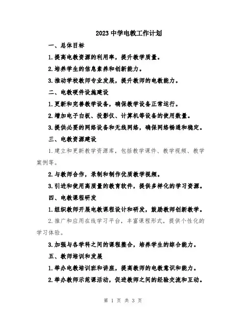 2023中学电教工作计划
