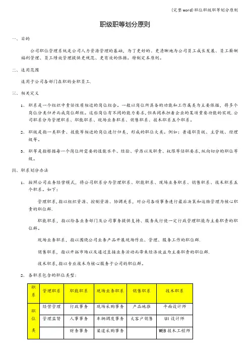 (完整word)职位职级职等划分原则
