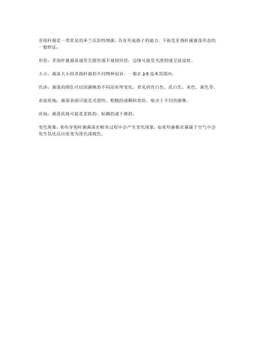 芽孢杆菌菌落形态特征